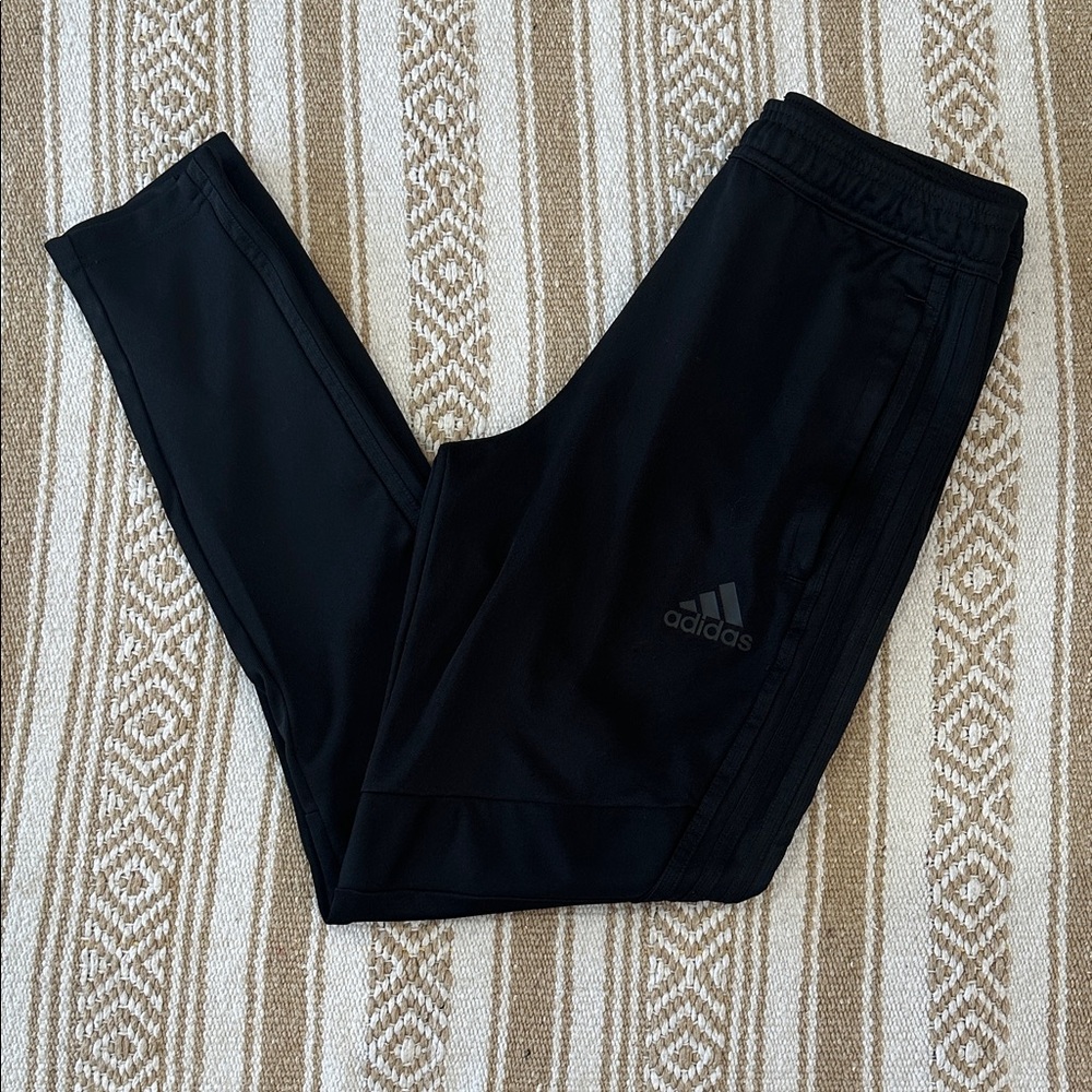 Adidas Black Joggers with black stripes